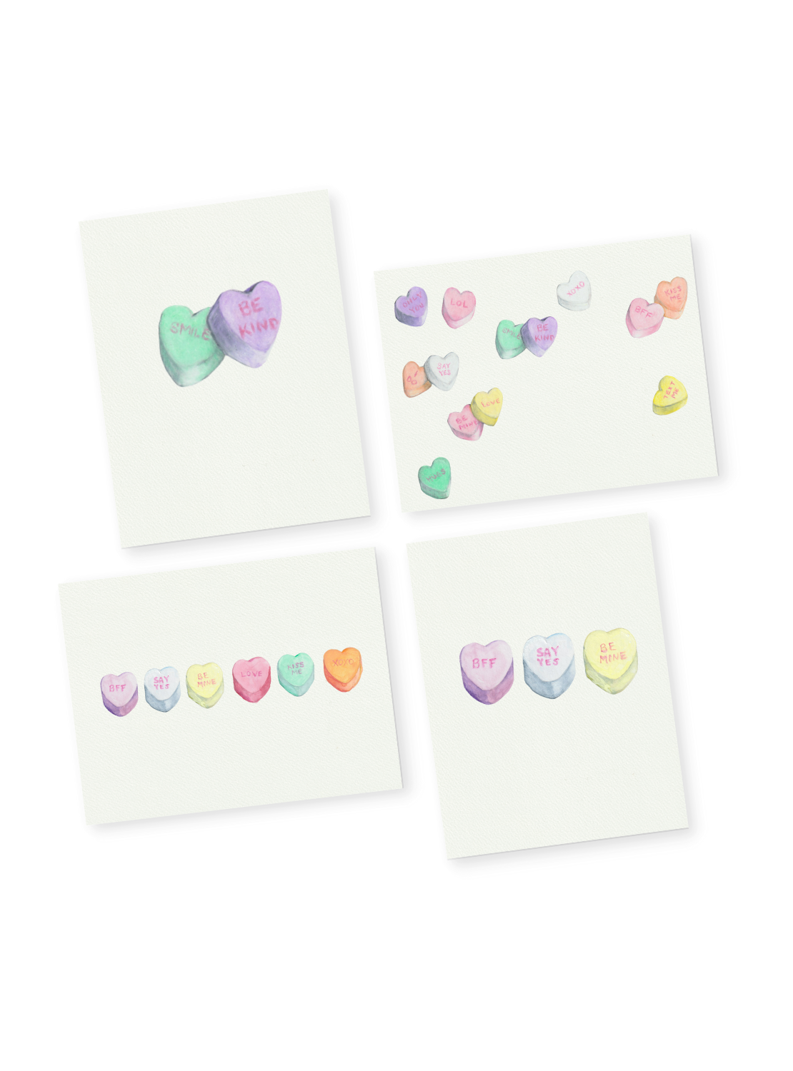 Valentine's Candy Heart Greeting Card Bundle