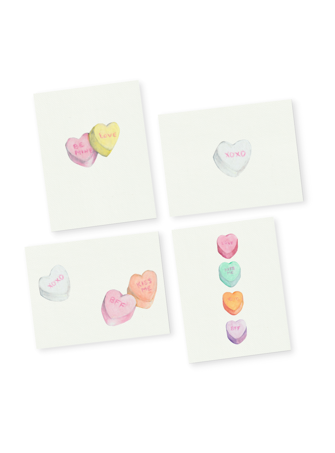 Valentine's Candy Heart Greeting Card Bundle
